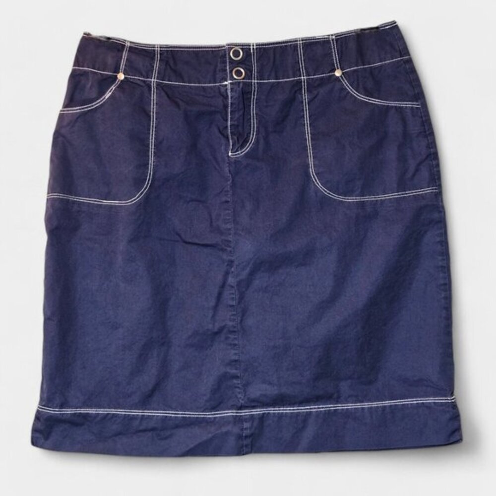 VTG‎ Nomadic Traders Mini Skirt Blue Contrast Stitching Cotton Size 6 y2k 90's
